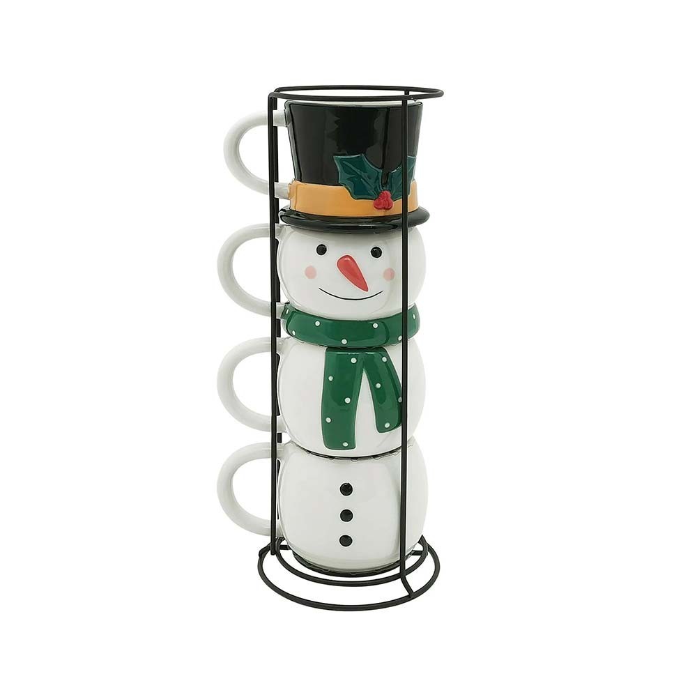 elsjoy set of 4 christmas stackable coffee mugs christmas